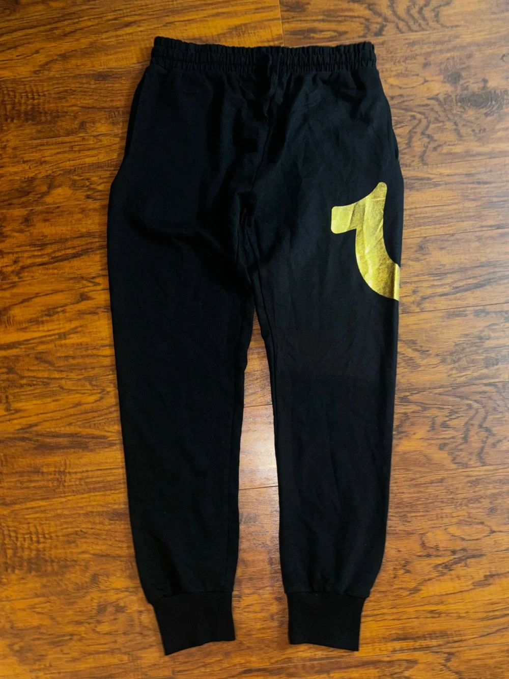 True Religion Brand Jeans Loungewear Gold Horseshoe Logo Sweatpant Black Joggers